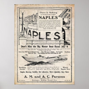 Vintage 1906 Neapel Kalifornien Bau-Druck Poster