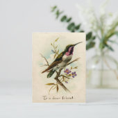 Vintage 1908 Mexican Star Hummingbird Friendship  Postkarte (Stehend Vorderseite)