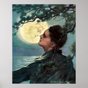 Vintage 1908 The Girl In The Moon von C. A. Gilber Poster