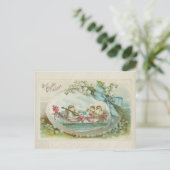 Vintage 1909 Baby Chicks in Rowboat Osterfeier Postkarte (Stehend Vorderseite)
