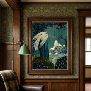 Vintage 1910 Art Deco Fantasy Landschaft Nachdruck Poster