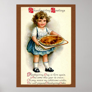 Vintage, 1910, Erntedankgrüße Poster