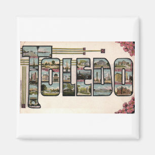 Vintage 1910 TOLEDO, OH großes Buchstaben-Design Magnet