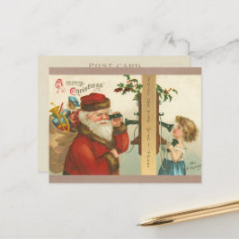 Vintage 1910er-Jahre Kleine Mädchen, die Weihnacht Feiertagspostkarte