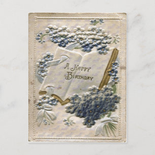 Vintage 1912 geprägte Seide und Samt Geburtstagska Postkarte