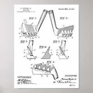 Vintage-1914-Golfschläger-Design-Patent-Kunststoff Poster