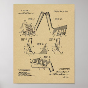 Vintage-1914-Golfschläger-Design-Patent-Kunststoff Poster