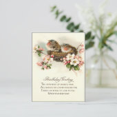 Vintage 1917 Nesting Birds Birthday Postkarte (Stehend Vorderseite)