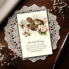 Vintage 1917 Nesting Birds Birthday Postkarte