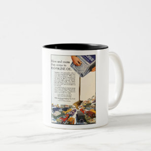 VINTAGE 1920 AUTO ÖL WERBUNG ZWEIFARBIGE TASSE