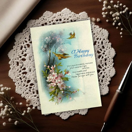 Vintage 1920 Geburtstags-Blüten-Kunst  Postkarte