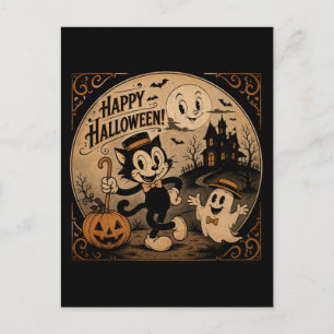 vintage 1920 Halloween-Cartoons Kunst Postkarte