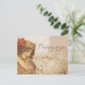 Vintage 1920er Flapper Thinking of You Postkarte (Stehend Vorderseite)