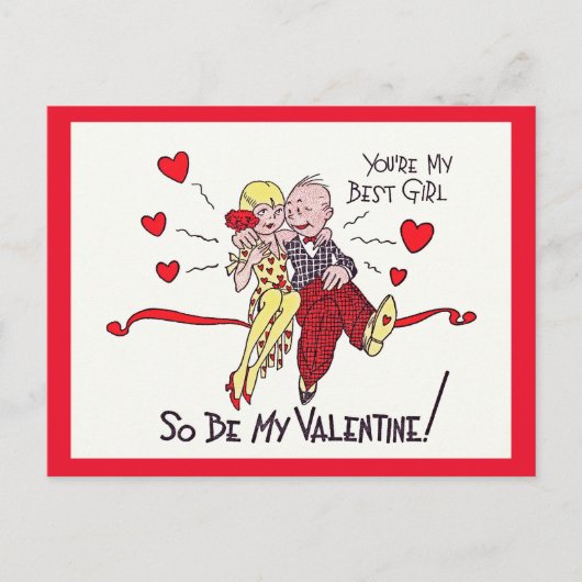 Vintage 1920er Flapper Valentine Postkarte (Vorderseite)