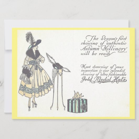 Vintage 1920er-Hutminerie Anzeigen Karte (Vorderseite)
