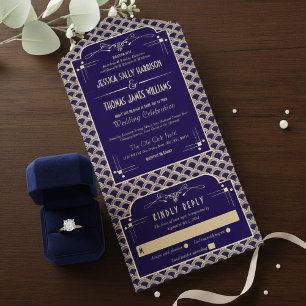 Vintage 1920er Jahre Art Deco Gatsby Hochzeitskoll All In One Einladung