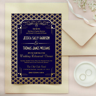 Vintage 1920er Jahre Art Deco Gatsby Hochzeitsprob Folieneinladung