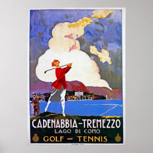 Vintage 1920er Jahre Lake Como Golf Italien Reisep Poster