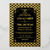 Vintage 1920's Art Deco Gatsby Wedding Real Folieneinladung (Vorderseite)