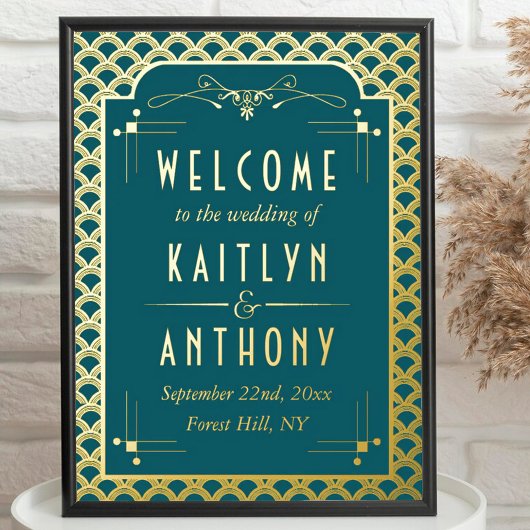 Vintage 1920's Art Deco Gatsby Wedding Welcome Foliendrucke