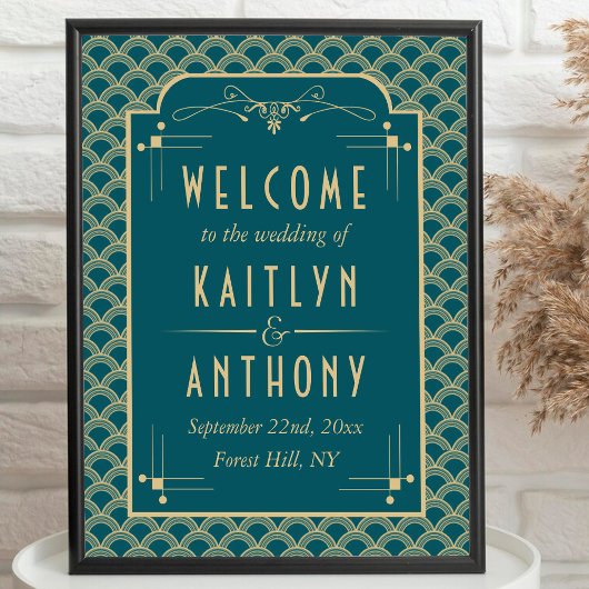 Vintage 1920's Art Deco Gatsby Wedding Welcome Poster