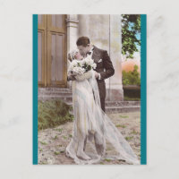 Vintage 1920s Bride and Groom Photo Postcard