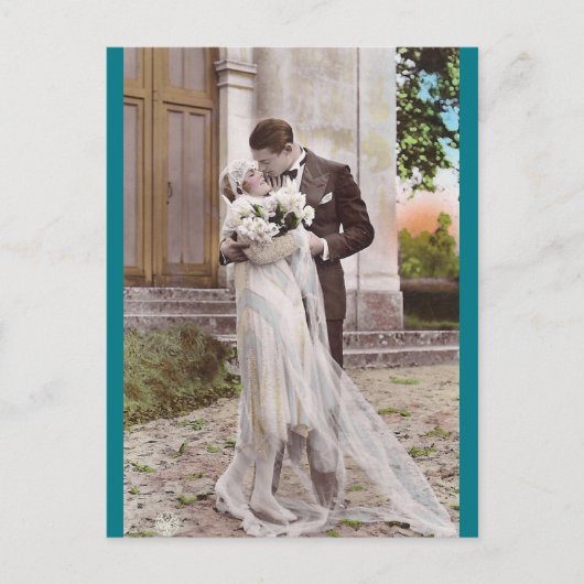 Vintage 1920s Bride and Groom Photo Postcard Postkarte (Vorderseite)