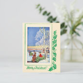Vintage 1920s Ice Skating & Snow Winter Holiday Postkarte (Stehend Vorderseite)