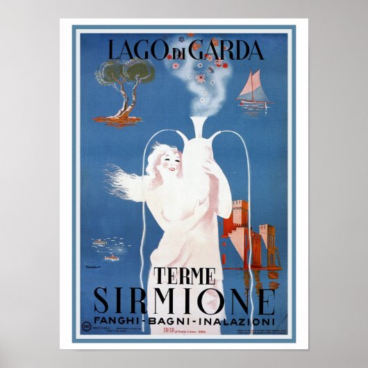 Vintage 1920s Sirmione Italian travel ad Poster (Vorne)