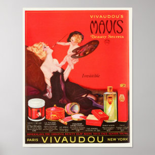 Vintage 1923 Mode Schönheitswerbung Frau Make-up Poster