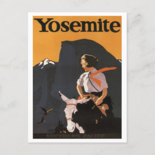 Vintage 1923 Yosemite Southern Pacific Poster Postkarte