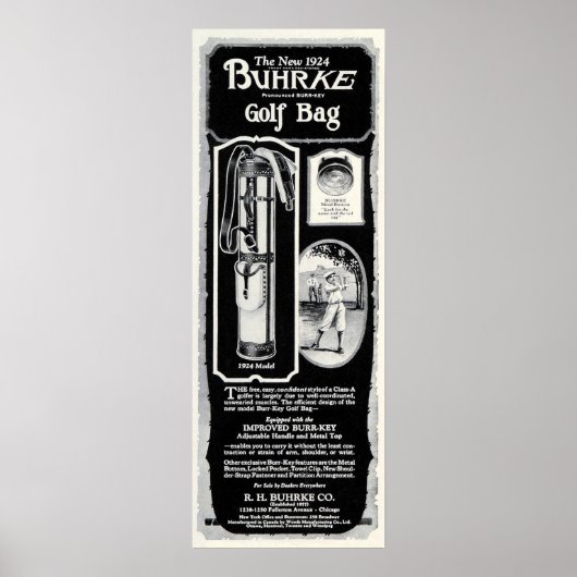 Vintage 1924 Golfausrüstung Printwerbung Poster (Vorne)