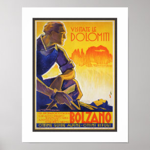 VINTAGE 1930 REISEPLAKAT FÜR DOLOMITEN POSTER