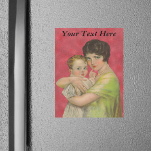 Vintage 1930er Jahre Mutter hält Baby Muttertag Magnetkarte