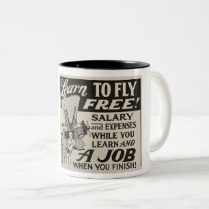 VINTAGE 1930ER LERNEN ZU FLIESSEN! ANZEIGE ZWEIFARBIGE TASSE
