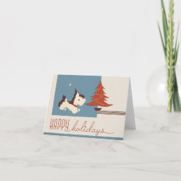 Vintage 1930er Scottie-Hund-Weihnachtskarte Karte