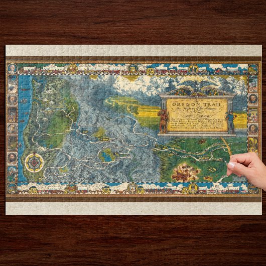 Vintage 1932 Oregon Trail Restored Map Puzzle