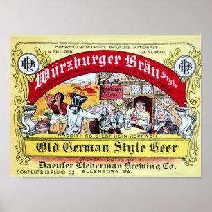 Vintage 1935 Daeufer-Lieberman Bieretikett Poster