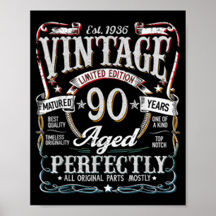 Vintage 1936 90. Geburtstagsgeschenk Männer Frauen Poster