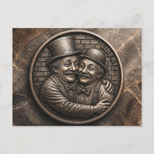 Vintage 1937 Hobo-Nickel-Clowns-Kunst Postkarte