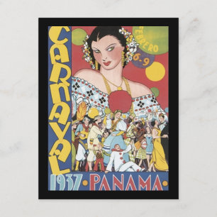 Vintage 1937 Panama Karneval Frau Einladung