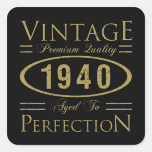 Vintage 1940 80. Geburtstag Premium-Qualität Quadratischer Aufkleber