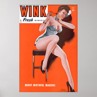 Vintage 1940er Jahre Pin Up Girl Poster & Leinwand