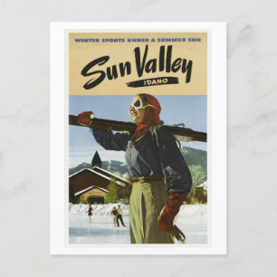 Vintage 1940er Jahre Sun Valley Idaho USA Ski Reis Postkarte