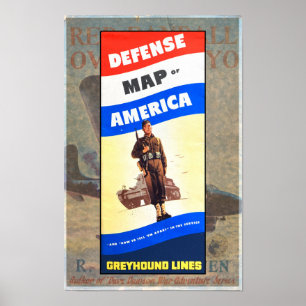 VINTAGE 1940ER JAHRE WWII VERTEIDIGUNGSHANDBUCH POSTER