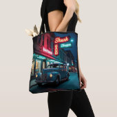 Vintage 1940s Classic Car Under Neon Lights Tasche (Von Nahem)