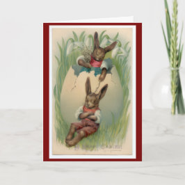 Vintage 1940s Easter Bunnies Rustic Springtime  Karte