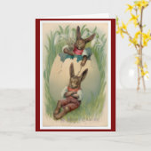 Vintage 1940s Easter Bunnies Rustic Springtime  Karte (Gelbe Blume)
