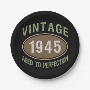 Vintage 1945 80. Geburtstag Pappteller