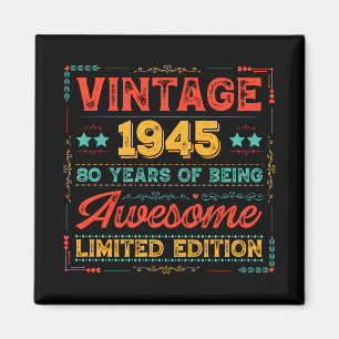 Vintage 1945 Hergestellt in 1945 80. Geburtstag 80 Magnet